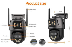 WONSDAR Outdoor WiFi IP Camera - 8x Zoom Triple Lens PTZ With Auto Tracking - stepyours.com