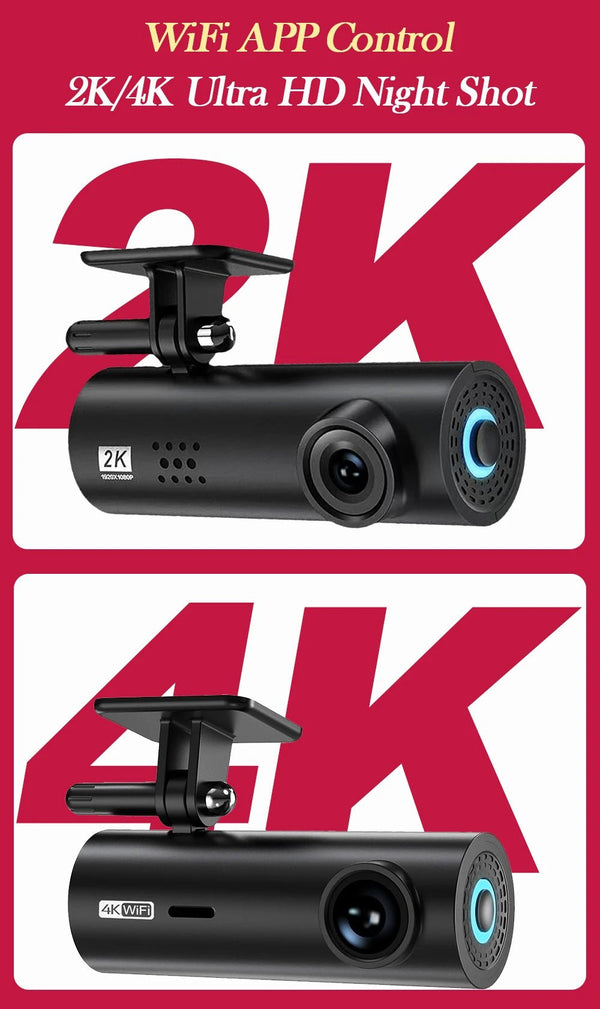 4K WiFi Dash Cam For Car Front Camera 24H Parking Monitor Black Box - stepyours.com