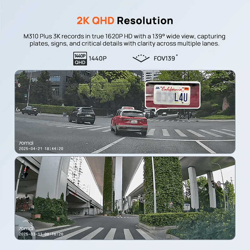 70mai M310 Plus 2K Dash Cam With English Voice Control 1440P WDR Parking WiFi 6 - stepyours.com