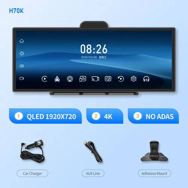Imagebon H70 Plus 11.4 Inch 4K ADAS Dash Cam 60FPS Night Vision Dual Recording - stepyours.com