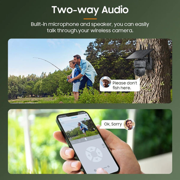 INQMEGA Solar Powered PTZ Camera 5MP 4MP WiFi 4G CCTV With Two Way Audio - stepyours.com