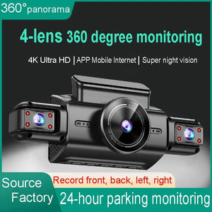 4K Quad Camera Hidden Dash Cam With App Night Vision Motion Detection Parking - stepyours.com