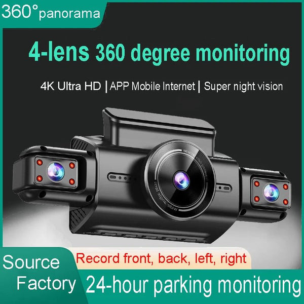 4K Quad Camera Hidden Dash Cam With App Night Vision Motion Detection Parking - stepyours.com