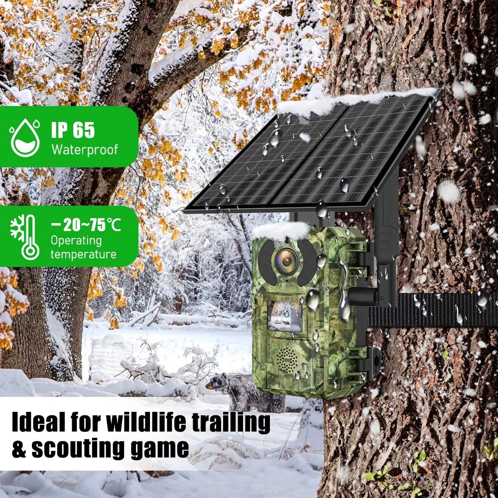 EU 4G Solar Trail Camera - 4MP 2K Night Vision IP65 Outdoor PIR Motion Alerts - stepyours.com