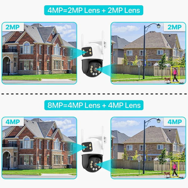 Dual Lens 360 Degree WiFi Camera IP66 Outdoor Security 8MP 4K PTZ - stepyours.com