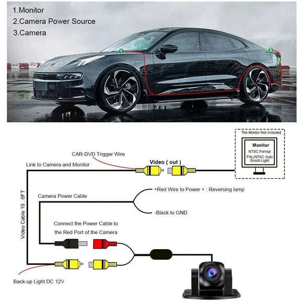 Waterproof HD Rear View Camera RCA Compatible Front And Rear Night Vision - stepyours.com