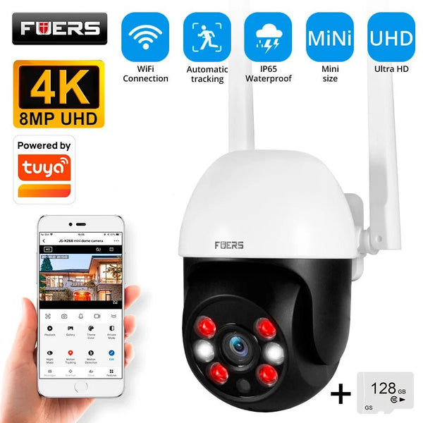Fuers 8MP 4K Outdoor IP Camera - Auto Tracking And AI Human Detection Tuya Smart - stepyours.com