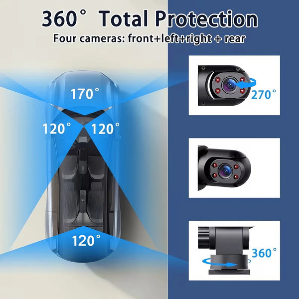 4 Channel Dash Cam With Front And Rear Night Vision Quad Vehicle DVR - stepyours.com