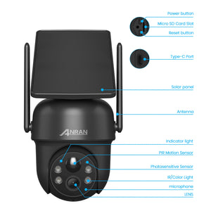 ANRAN Solar Camera Q4 3MP 5MP Outdoor Wireless Battery Security With Solar Power - stepyours.com
