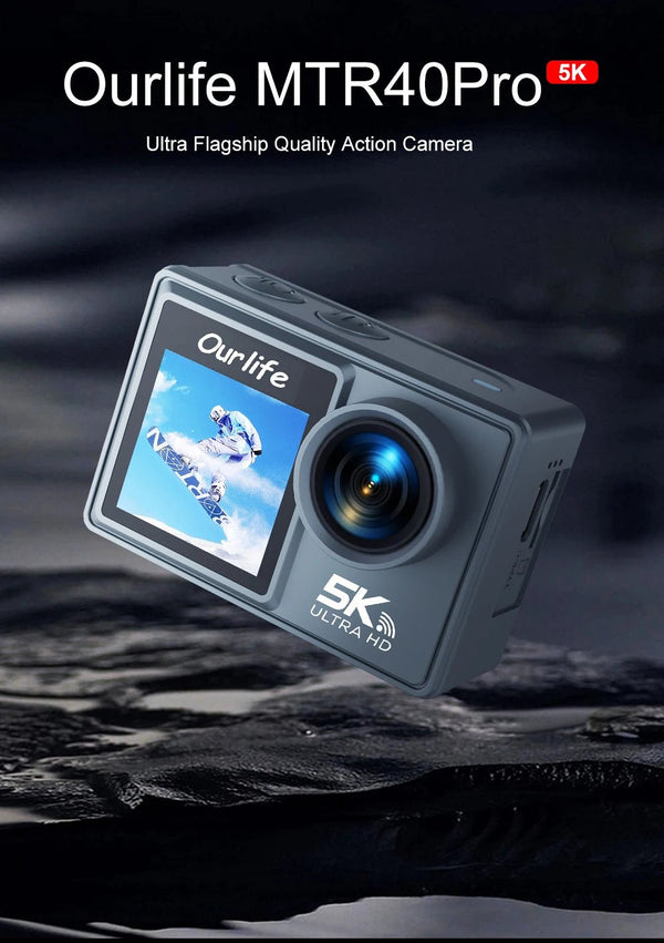 Ourlife MTR40 5K Action Camera 2 Inch IPS Touch Screen 5X Zoom 30M Waterproof - stepyours.com