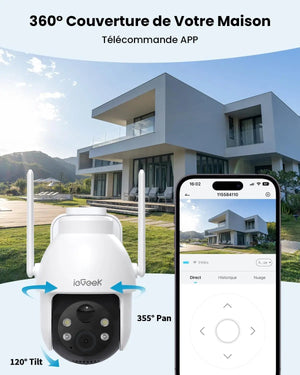 IeGeek 2K 3MP 360 PTZ Solar Outdoor Surveillance Camera With PIR Motion Sensor - stepyours.com