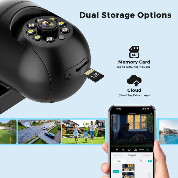 4MP Outdoor WiFi Camera 2K PTZ Night Vision IP Surveillance ICSee App - stepyours.com