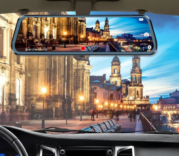 10 Inch 1080P Night Vision Car Dash Cam With Touch Screen And Rear View Mirror - stepyours.com