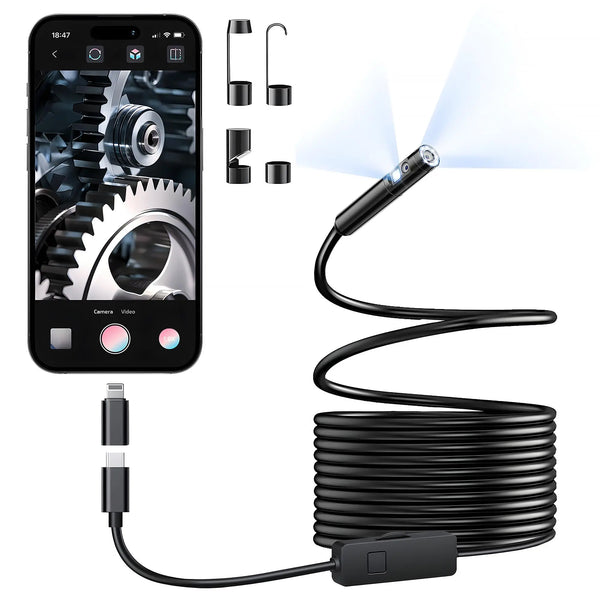 KERUI Endoscope Camera Dual Lens TypeC LED IP67 Waterproof iPhone iPad Android - stepyours.com