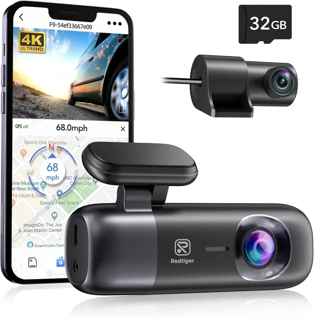 REDTIGER F9 Dash Cam 4K Front Rear WiFi GPS Parking Night Vision App Control - stepyours.com