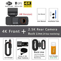 4K Dash Cam Dual Lens With GPS WiFi Night Vision Never Miss A Moment - stepyours.com