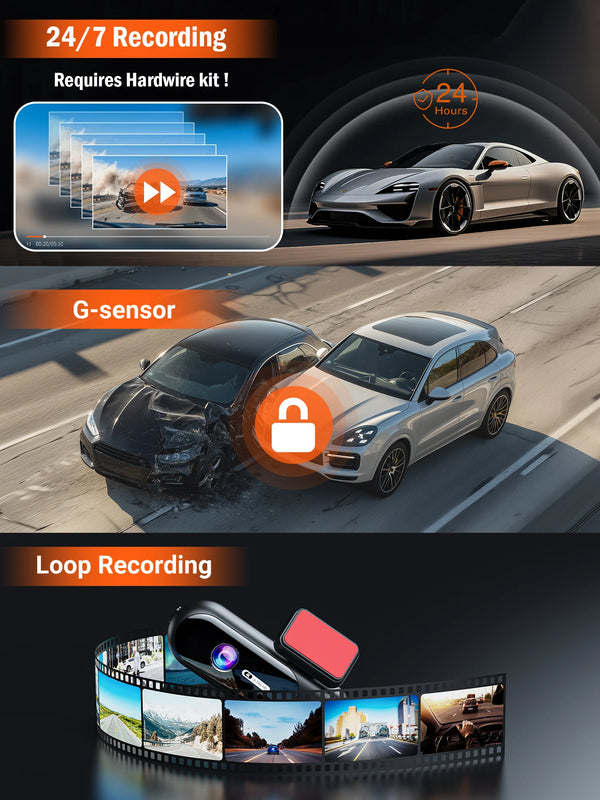 4K Front And Rear Dual Lens Dash Cam With HDR Night Vision WiFi Parking - stepyours.com