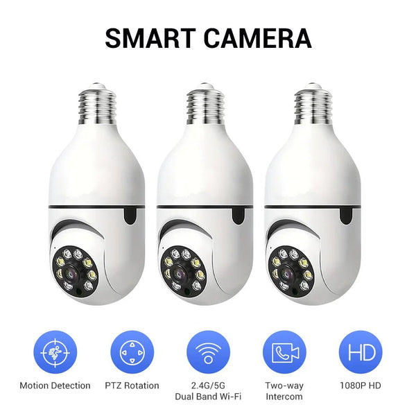 Ease Life App Light Bulb Security Camera 5GHz WiFi 360 Degree E27 Screw In - stepyours.com