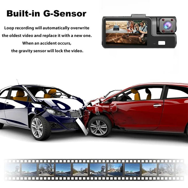 3 Channel WiFi Car DVR 1080P Front Inside Rear 170 Degree Night Vision G Sensor - stepyours.com