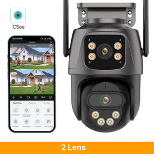 WONSDAR Three Screen WIFI IP Camera Outdoor - Dual Lens AI Human Detection Hooks - stepyours.com