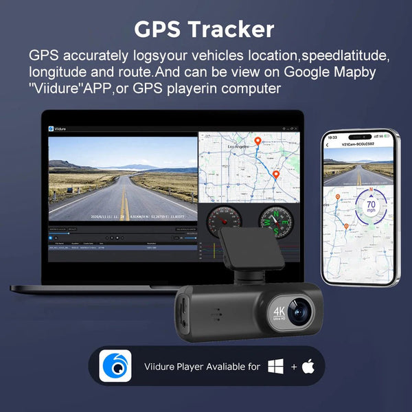 Kocam UHD 4K Dash Cam Dual Lens Front And Rear WiFi GPS 24H Parking Monitor - stepyours.com