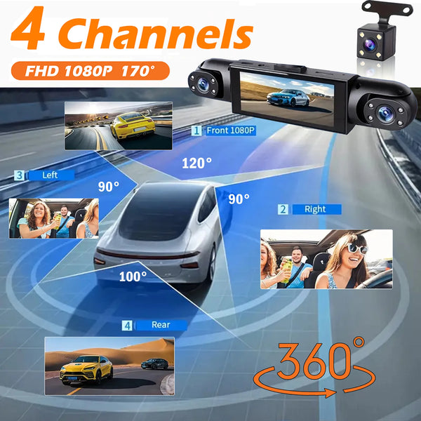 4 Channel Dash Cam 360 Degree Car Video Recorder Night Vision Parking Monitor - stepyours.com