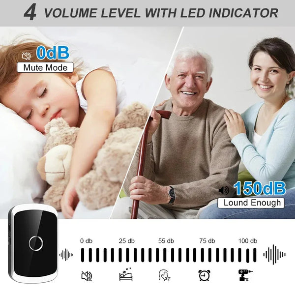 Smart Wireless Doorbell Door Chime Kit No Socket Required 300M/984 FT Remote 38 Songs Melodies Sound Home Door Bell Battery Type by stepyours.com