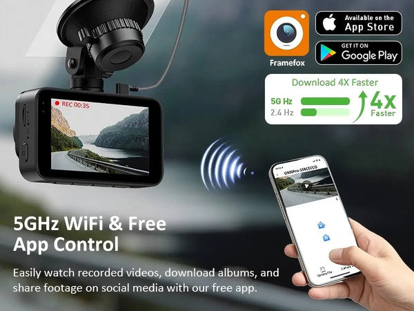 4K Dash Cam for Cars Front and Rear with WiFi GPS 24H Parking Mode - stepyours.com