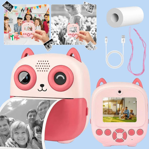 Instant Print Digital Camera Photo Printer Cartoon Design Black and White - stepyours.com