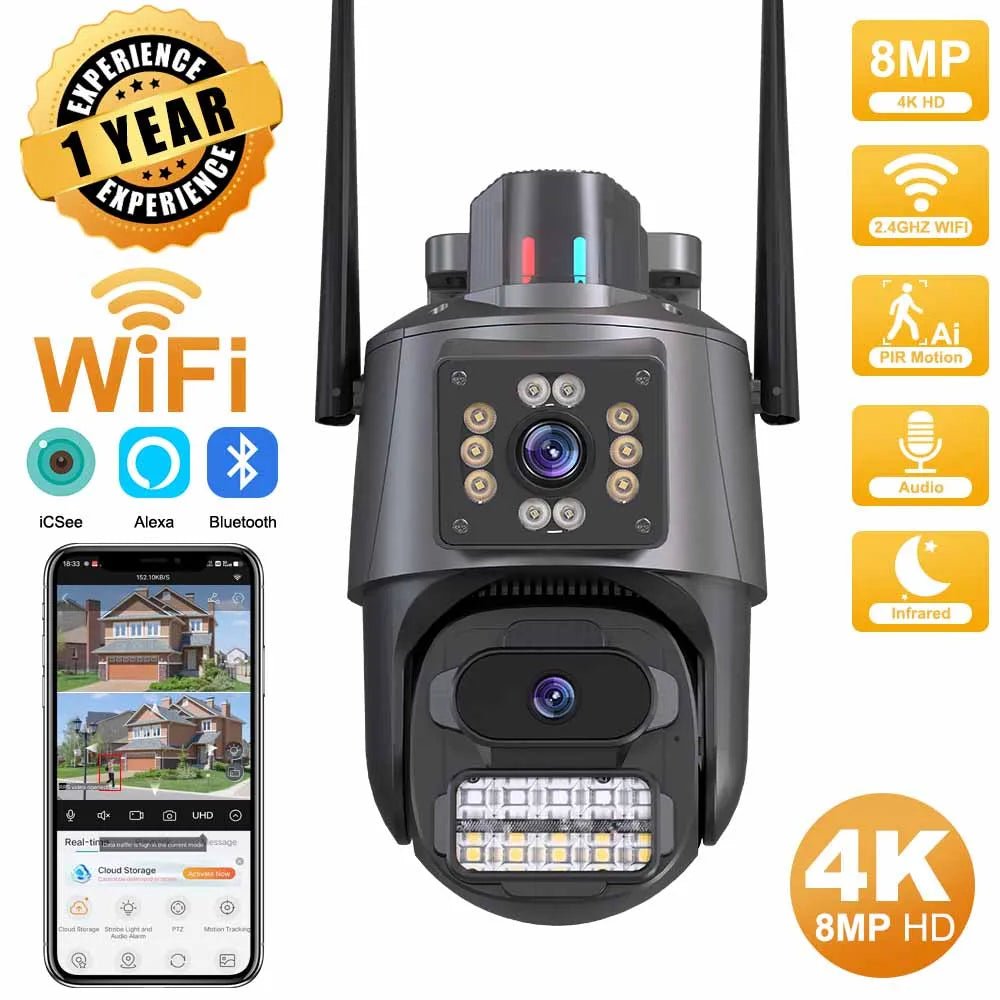 ICSEE 4K Dual Lens WIFI Camera - 2K Dual Screen PTZ Outdoor Security - stepyours.com