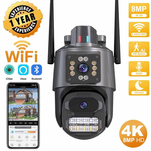 ICSEE 4K Dual Lens WIFI Camera - 2K Dual Screen PTZ Outdoor Security - stepyours.com
