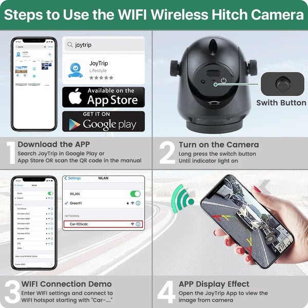 GreenYi 5G WiFi Magnetic Hitch Rear View Camera Night Vision Trailer RV - stepyours.com