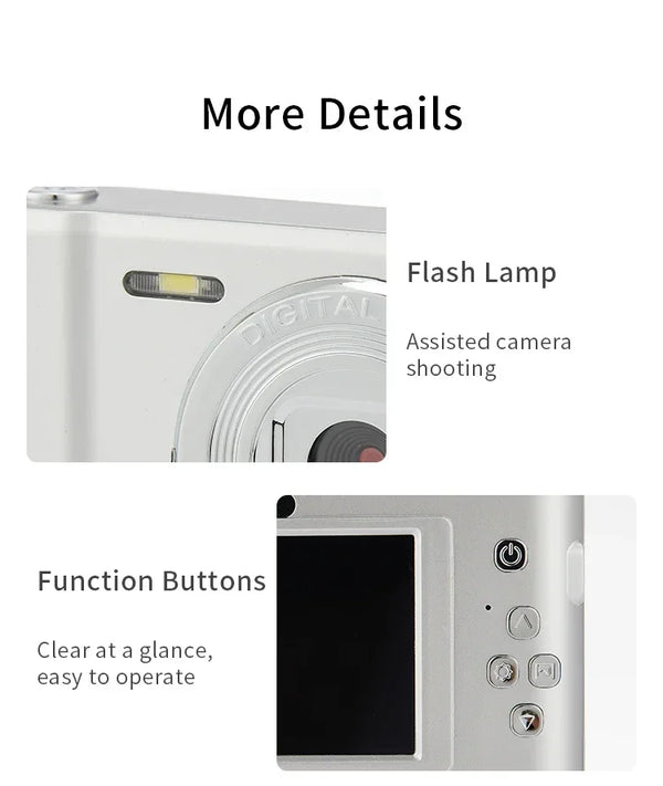 4K Digital Camera Travel Selfie Camera 36MP 1080p 2.4in Screen Optical Zoom - stepyours.com