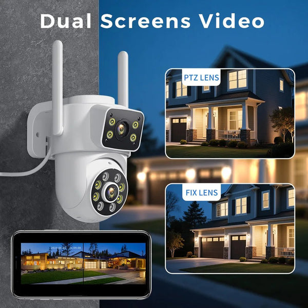Outdoor Wireless Security IP Camera 6K 12MP Dual Lens PTZ Smart Tracking - stepyours.com