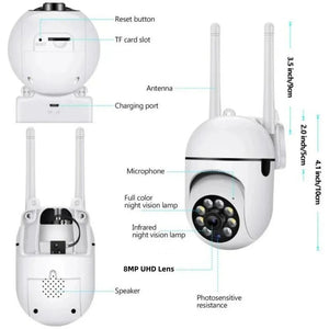 8MP WiFi Surveillance Camera PTZ IP Camera Color Night Vision AI Human Tracking - stepyours.com
