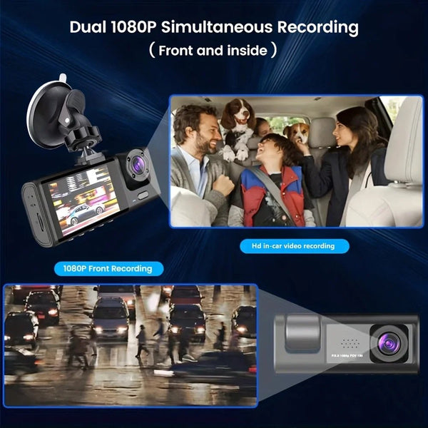 1080P Dual Dash Cam For Cars Front Inside IR Vision Loop Recording Wide Angle - stepyours.com
