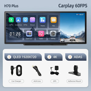 Imagebon H70 Plus 11.4 Inch 4K ADAS Dash Cam 60FPS Night Vision Dual Recording - stepyours.com