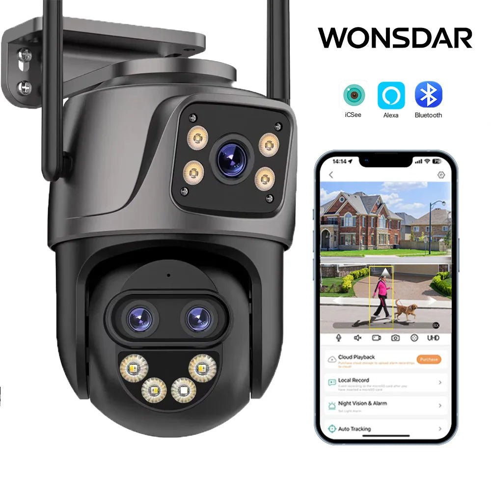 WONSDAR Outdoor WiFi IP Camera - 8x Zoom Triple Lens PTZ With Auto Tracking - stepyours.com