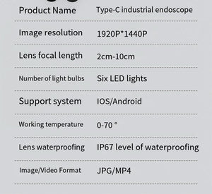 7.0mm Type C Endoscope Camera IP67 Waterproof Borescope With 6 LEDs Android PC - stepyours.com