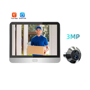 Tuya Smart 3MP Outdoor Wireless Door Peephole Video Eye Camera 2.4G WiFi Night Vision Home Security Door Camera with LCD Screen by stepyours.com