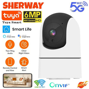 Tuya 5G WiFi IP Camera Indoor 6MP Auto Tracking 6x Zoom Night Vision - stepyours.com
