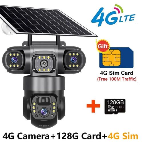 Solar 4G Outdoor Security Camera With 3 Lenses And 10X Zoom Night Vision - stepyours.com