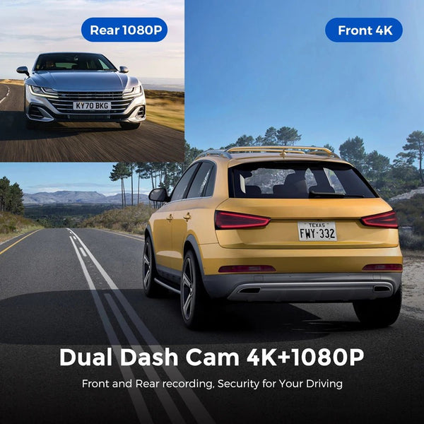 Kocam UHD 4K Dash Cam Dual Lens Front And Rear WiFi GPS 24H Parking Monitor - stepyours.com