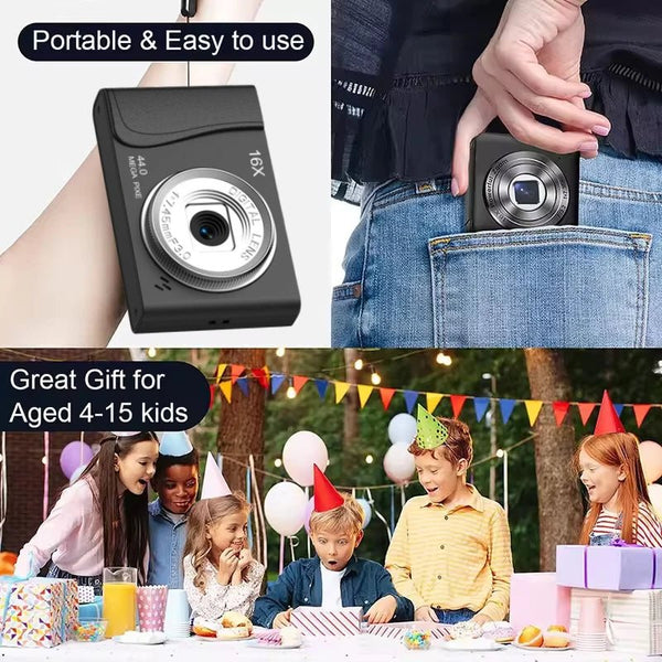 4K Digital Camera For Kids And Beginners 24MP Camcorder Auto Focus 16x Zoom - stepyours.com