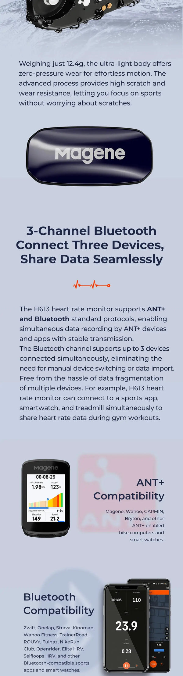 Rechargeable HR Chest Strap for Zwift — product view 13