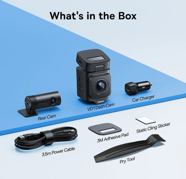 Baseus VD1 3K Dash Cam Front And Rear With GPS Supercapacitor 24H Parking - stepyours.com