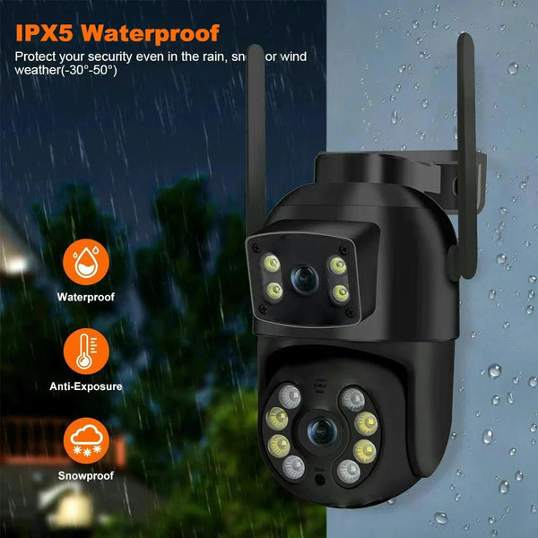 8MP 4K PTZ WiFi Camera With Dual Lens For Outdoor AI Human Detection - stepyours.com