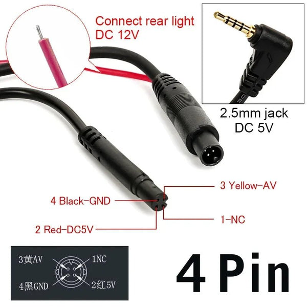 1080P AHD Car Rear View Camera For DVR Dashcam Waterproof 4 Pin 2.5mm Jack - stepyours.com