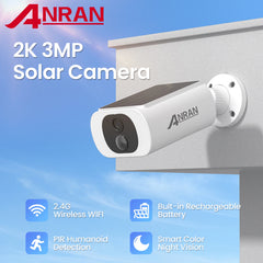 ANRAN C3 Outdoor Solar Security Camera - Battery Powered 3MP Color Night Vision WiFi - stepyours.com