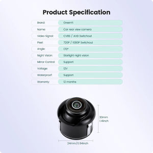 GreenYi AHD 1080P Car Rear View Camera Night Vision 170 Degree Wide Angle - stepyours.com